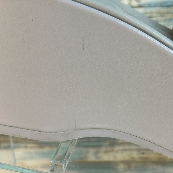 VINCE. Polina Platform Slide Sandal Womens Sz 6M Beige All Leather Slip On Wedge - Picture 11 of 12